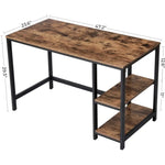 VASAGLE Computer Desk with 2 Shelves Rustic Brown and Black LWD47X - Furniture > Living Room