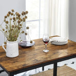 VASAGLE Dining Table Set with 2 Benches Rustic Brown and Black KDT070B01 - Furniture > Dining