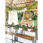 VASAGLE Dining Table Set with 2 Benches Rustic Brown and Black KDT070B01 - Furniture > Dining