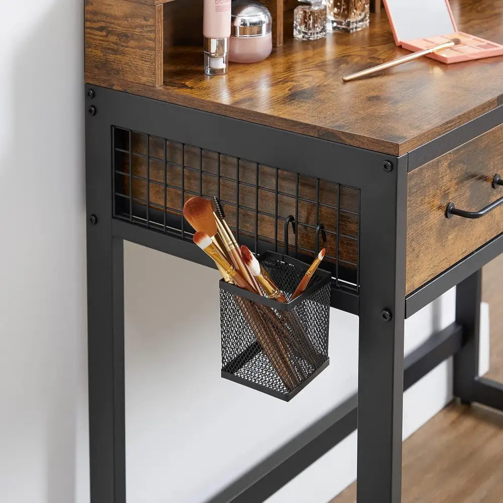 VASAGLE Dresser Table with Trifold Mirror Rustic Brown and Black - Baby & Kids > Kid’s Furniture > Kid’s Dressers