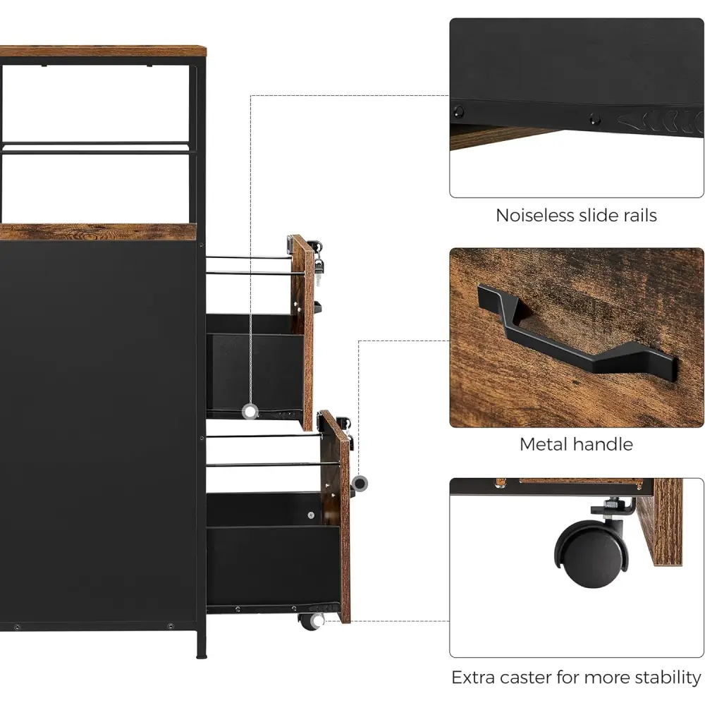 VASAGLE Filing Cabinet with 2 Drawers Rustic Brown and Black OFC045B01V1 - Furniture > Living Room
