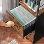 VASAGLE Filing Cabinet with 2 Drawers Rustic Brown and Black OFC045B01V1 - Furniture > Living Room