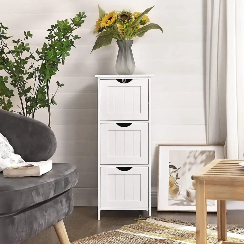 VASAGLE Floor Cabinet with 3 Drawers White BBC50WT - Furniture > Living Room