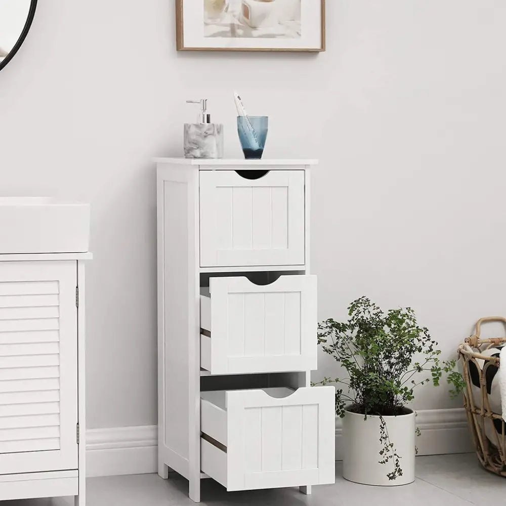 VASAGLE Floor Cabinet with 3 Drawers White BBC50WT - Furniture > Living Room