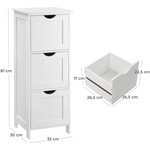 VASAGLE Floor Cabinet with 3 Drawers White BBC50WT - Furniture > Living Room