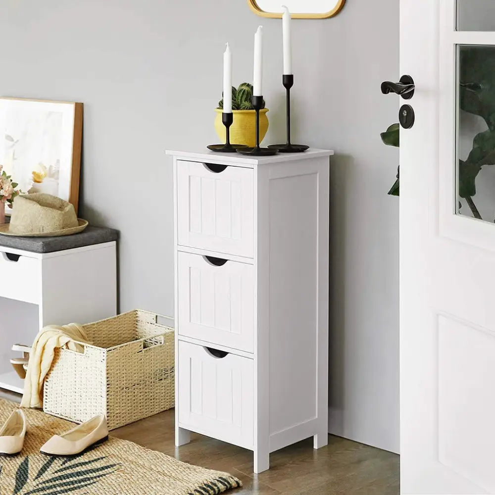 VASAGLE Floor Cabinet with 3 Drawers White BBC50WT - Furniture > Living Room