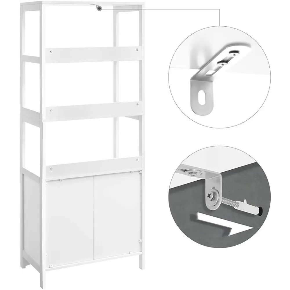 VASAGLE Floor Cabinet with Drawer 3 Open Shelves and Double Doors White - Furniture > Bar Stools & Chairs > Table & Bar