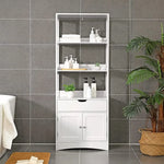 VASAGLE Floor Cabinet with Drawer 3 Open Shelves and Double Doors White - Furniture > Bar Stools & Chairs > Table & Bar