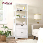 VASAGLE Floor Cabinet with Drawer 3 Open Shelves and Double Doors White - Furniture > Bar Stools & Chairs > Table & Bar