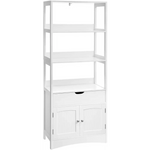 VASAGLE Floor Cabinet with Drawer 3 Open Shelves and Double Doors White - Furniture > Bar Stools & Chairs > Table & Bar