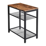 VASAGLE INDESTIC Side Table 3-Tier End Table with Mesh Shelves Industrial Design Rustic Brown - Furniture > Living Room