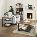 VASAGLE INDESTIC Side Table 3-Tier End Table with Mesh Shelves Industrial Design Rustic Brown - Furniture > Living Room