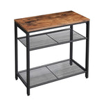 VASAGLE INDESTIC Side Table 3-Tier End Table with Mesh Shelves Industrial Design Rustic Brown - Furniture > Living Room