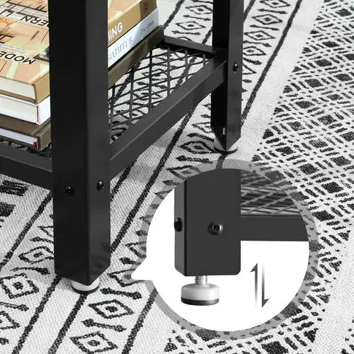 VASAGLE Industrial Console Table with 2 Mesh Shelves Rustic Brown and Black LNT81BX - Furniture > Living Room