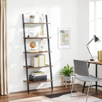 VASAGLE Industrial Ladder Shelf 5-Tier Bookshelf Rack Wall Shelf for Living Room Kitchen Office Stable Steel Leaning