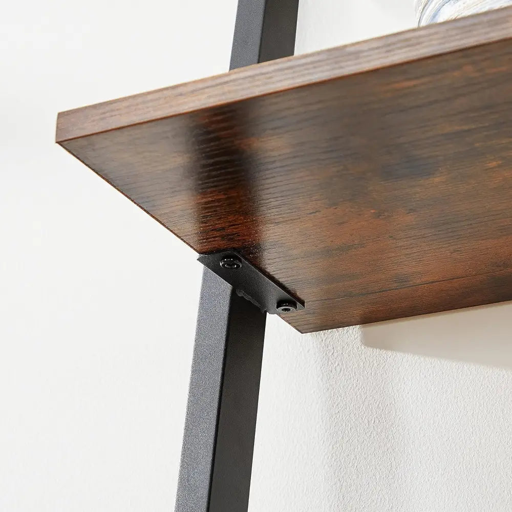 VASAGLE Industrial Ladder Shelf 5-Tier Bookshelf Rack Wall Shelf for Living Room Kitchen Office Stable Steel Leaning