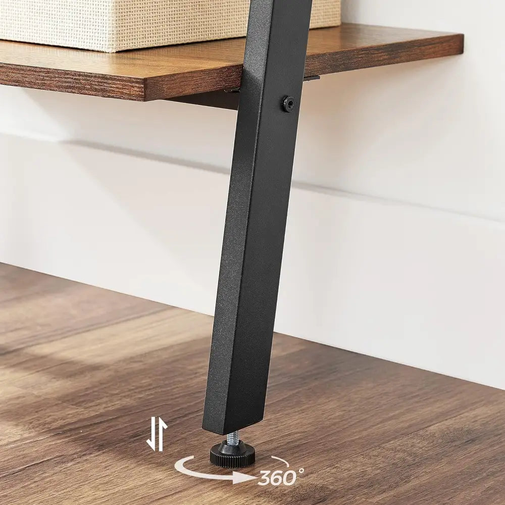 VASAGLE Industrial Ladder Shelf 5-Tier Bookshelf Rack Wall Shelf for Living Room Kitchen Office Stable Steel Leaning