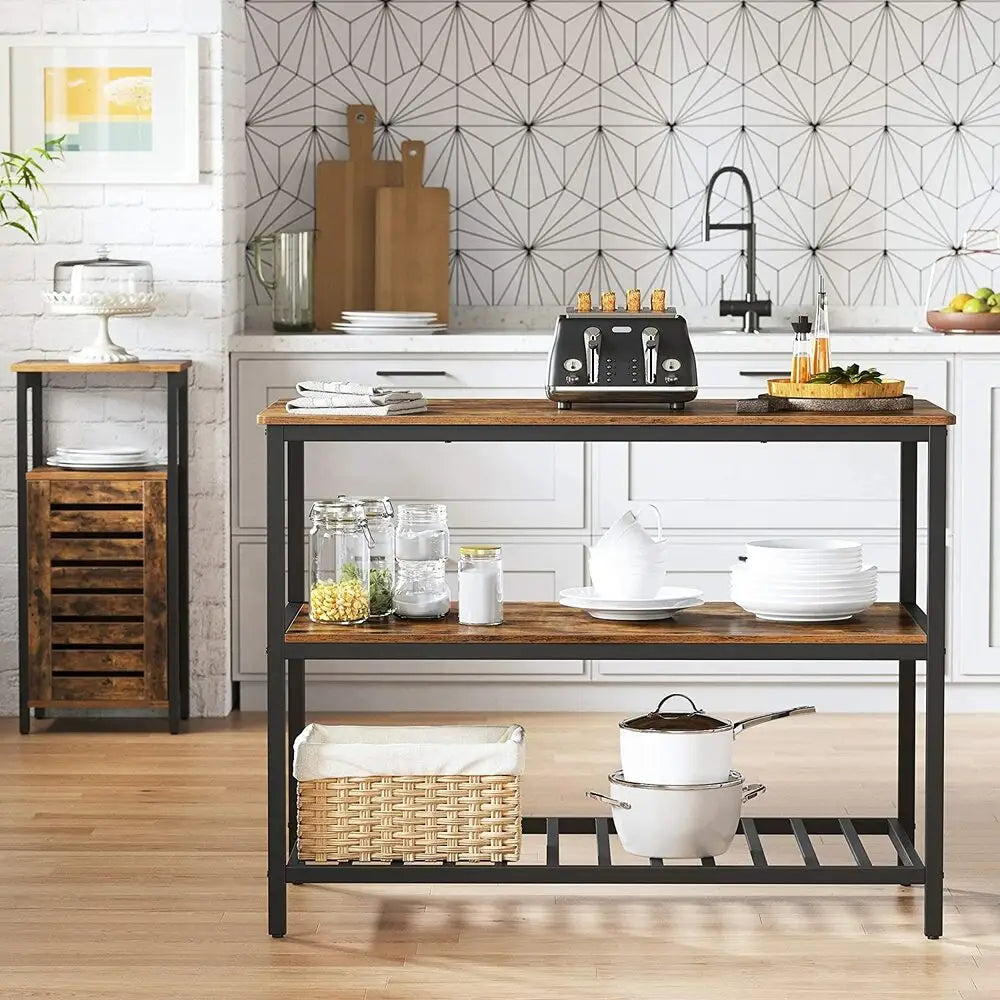 VASAGLE Kitchen Shelf Rustic Brown and Black KKI01BX - Furniture > Living Room