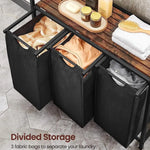 VASAGLE Laundry Hamper with 3 Bags Rustic Brown and Black - Home & Garden > Laundry & Cleaning