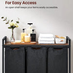 VASAGLE Laundry Hamper with 3 Bags Rustic Brown and Black - Home & Garden > Laundry & Cleaning