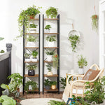 VASAGLE Narrow Bookcase Small 6-Tiers Bookshelf Industrial Rustic Brown and Black - Furniture > Living Room