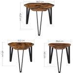 VASAGLE Nesting Coffee Table Set of 3 Rustic Brown and Black LNT14BXV1 - Furniture > Living Room
