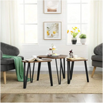 VASAGLE Nesting Coffee Table Set of 3 Rustic Brown and Black LNT14BXV1 - Furniture > Living Room