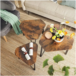 VASAGLE Nesting Coffee Table Set of 3 Rustic Brown and Black LNT14BXV1 - Furniture > Living Room