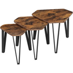 VASAGLE Nesting Coffee Table Set of 3 Rustic Brown and Black LNT14BXV1 - Furniture > Living Room