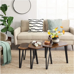 VASAGLE Nesting Coffee Table Set of 3 Rustic Brown and Black LNT14BXV1 - Furniture > Living Room