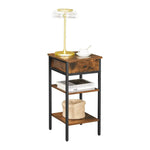 VASAGLE Nightstand End Table with a Drawer and 2 Storage Shelves Industrial Rustic Brown and Black - Furniture > Living