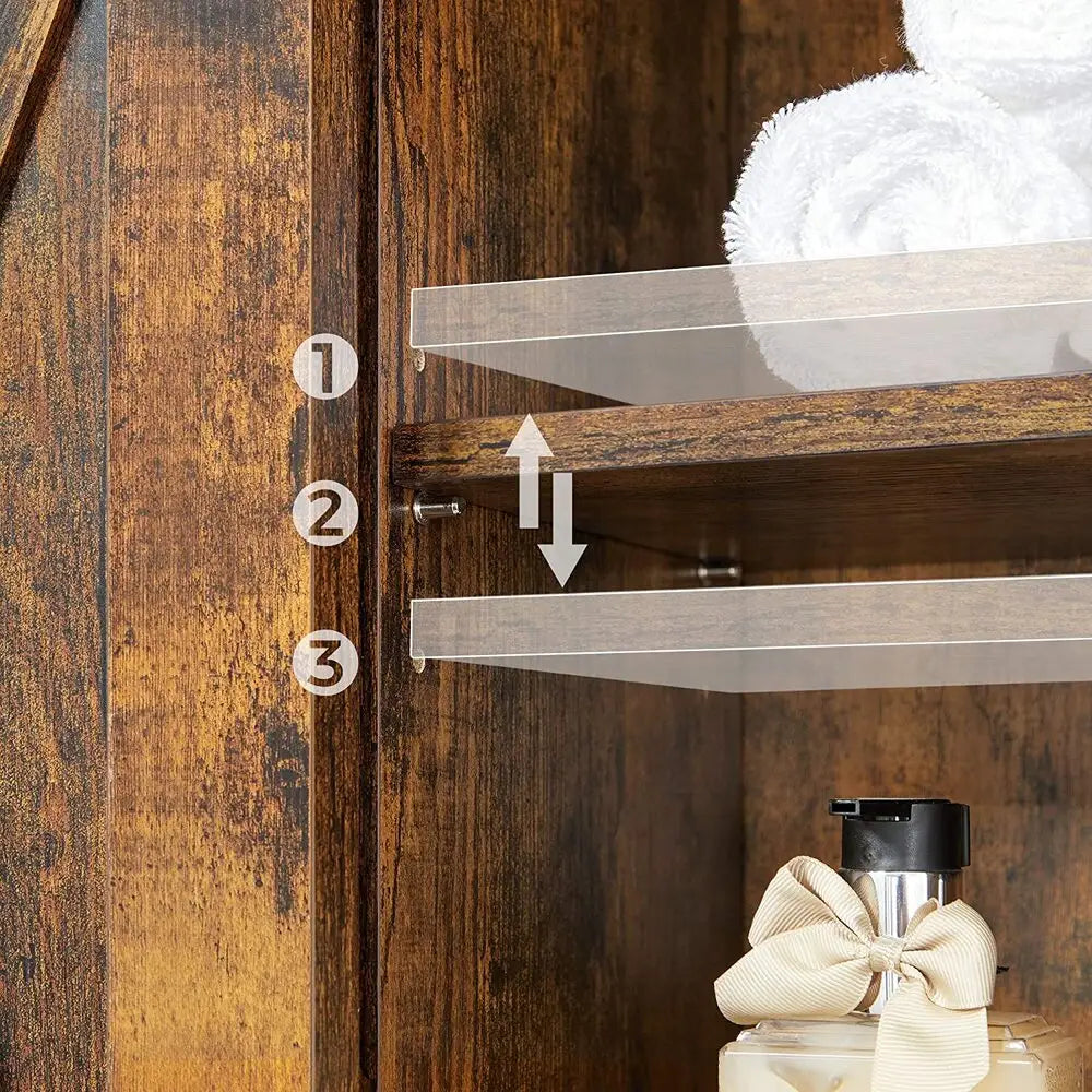 VASAGLE Over-the-Toilet Storage Bathroom Organiser Rack for Washing Machine Rustic Brown and Black - Furniture > Bar