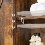 VASAGLE Over-the-Toilet Storage Bathroom Organiser Rack for Washing Machine Rustic Brown and Black - Furniture > Bar