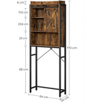 VASAGLE Over-the-Toilet Storage Bathroom Organiser Rack for Washing Machine Rustic Brown and Black - Furniture > Bar