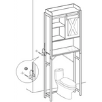 VASAGLE Over-the-Toilet Storage Bathroom Organiser Rack for Washing Machine Rustic Brown and Black - Furniture > Bar