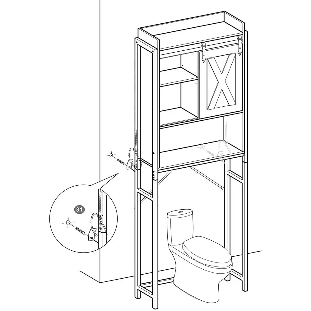 VASAGLE Over-the-Toilet Storage Bathroom Organiser Rack for Washing Machine Rustic Brown and Black - Furniture > Bar
