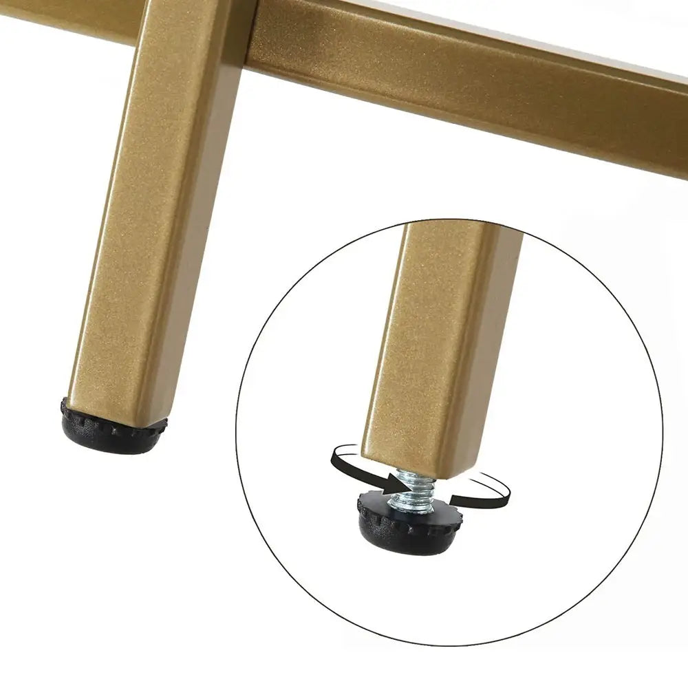 VASAGLE Round Coffee Table Glass Table with Steel Frame Gold LGT21G - Furniture > Living Room