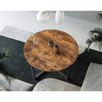 VASAGLE Round Coffee Table Rustic Brown and Black LCT88X - Furniture > Living Room