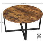 VASAGLE Round Coffee Table Rustic Brown and Black LCT88X - Furniture > Living Room