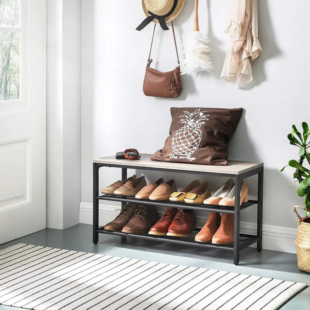 VASAGLE Shoe Rack 3 Tier Greige LBS73MB - Furniture > Living Room
