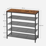 VASAGLE Shoe Rack Shoe Storage Organiser with 4 Mesh Shelves Rustic Brown and Black LBS205B01 - Furniture > Living Room