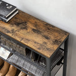 VASAGLE Shoe Rack Shoe Storage Organiser with 4 Mesh Shelves Rustic Brown and Black LBS205B01 - Furniture > Living Room