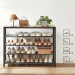 VASAGLE Shoe Rack Shoe Storage Organiser with 4 Mesh Shelves Rustic Brown and Black LBS205B01 - Furniture > Living Room