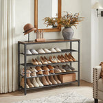 VASAGLE Shoe Rack Shoe Storage Organiser with 4 Mesh Shelves Rustic Brown and Black LBS205B01 - Furniture > Living Room