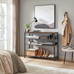VASAGLE Shoe Rack Shoe Storage Organiser with 4 Mesh Shelves Rustic Brown and Black LBS205B01 - Furniture > Living Room