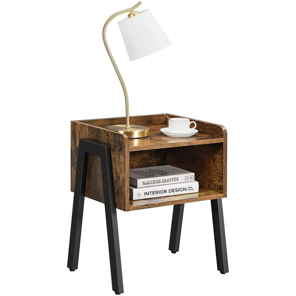 VASAGLE Side Table Rustic Brown and Black LET54X - Furniture > Living Room