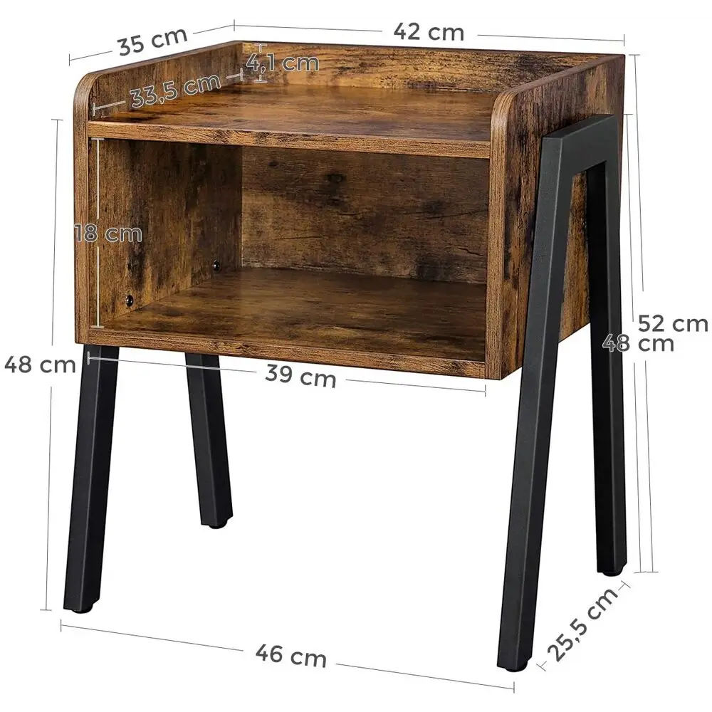 VASAGLE Side Table Rustic Brown and Black LET54X - Furniture > Living Room