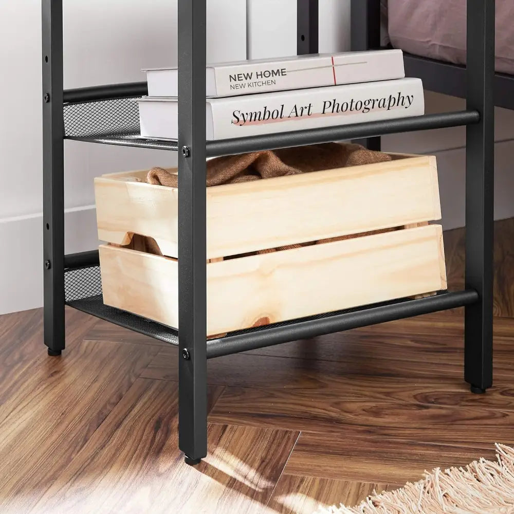 VASAGLE Side Table Set Nightstand Industrial Set of 2 Bedside Tables with Adjustable Mesh Shelves Rustic Brown