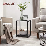 VASAGLE Side Table Set of 2 Charcoal Gray and Black with Storage Shelf LET272B16 - Furniture > Living Room