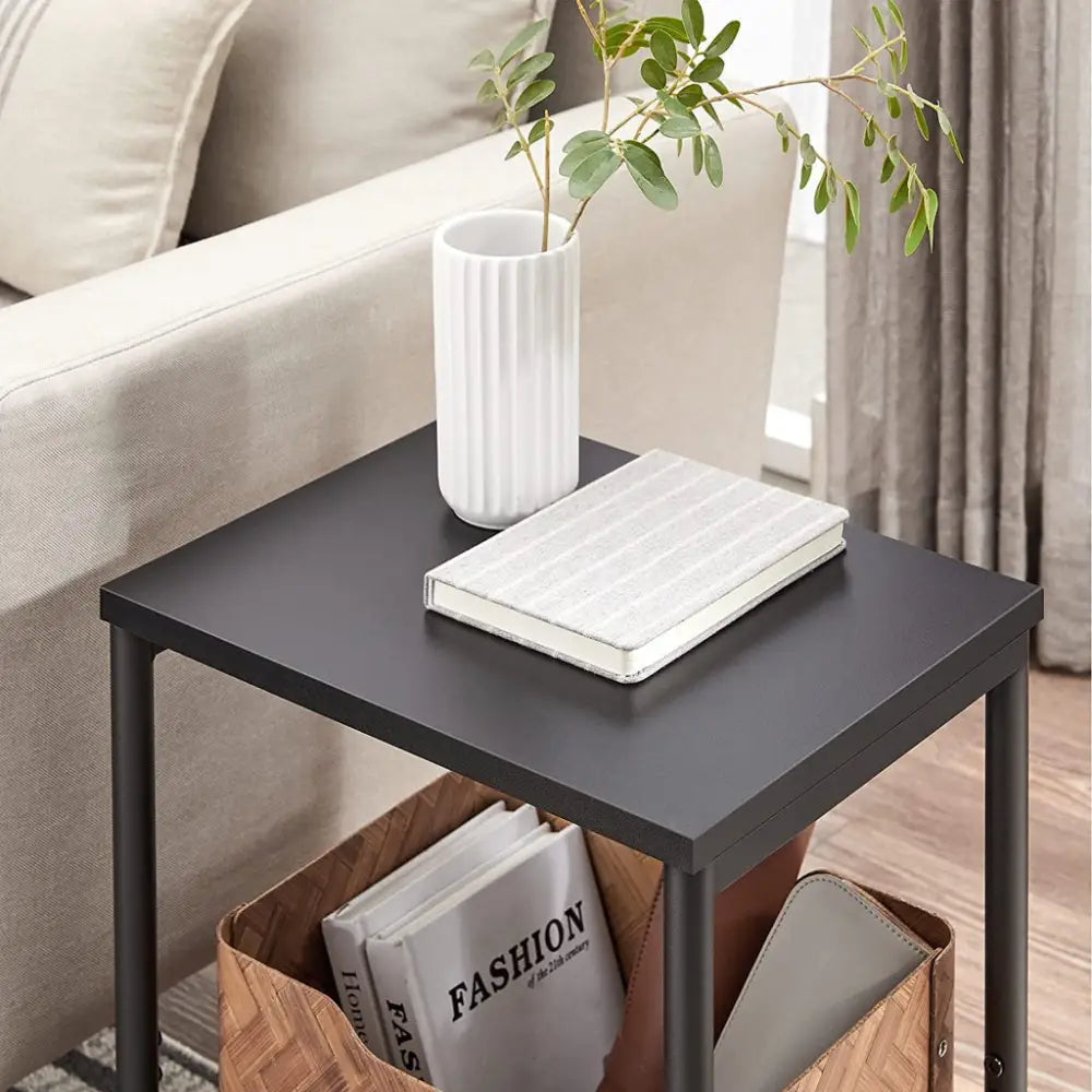 VASAGLE Side Table Set of 2 Charcoal Gray and Black with Storage Shelf LET272B16 - Furniture > Living Room